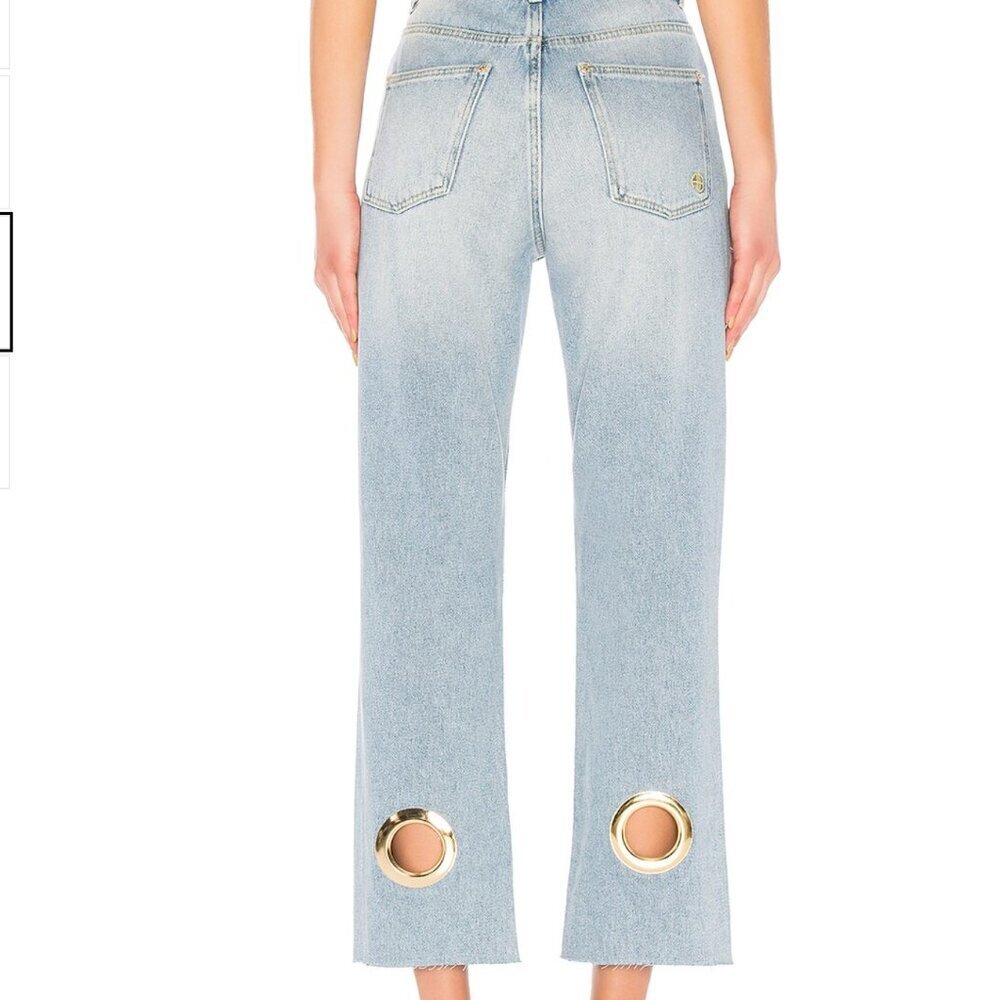 Anine Bing Giovanna Jeans Light Blue Distressed Grommet Women's Size 25 - Picture 2 of 8